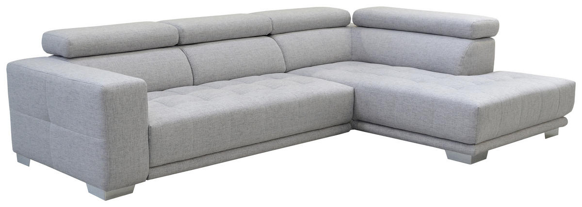 SEDEŽNA GARNITURA, šenilja svetlo siva  - barve kroma/svetlo siva, Design, tekstil (301/207cm) - Xora