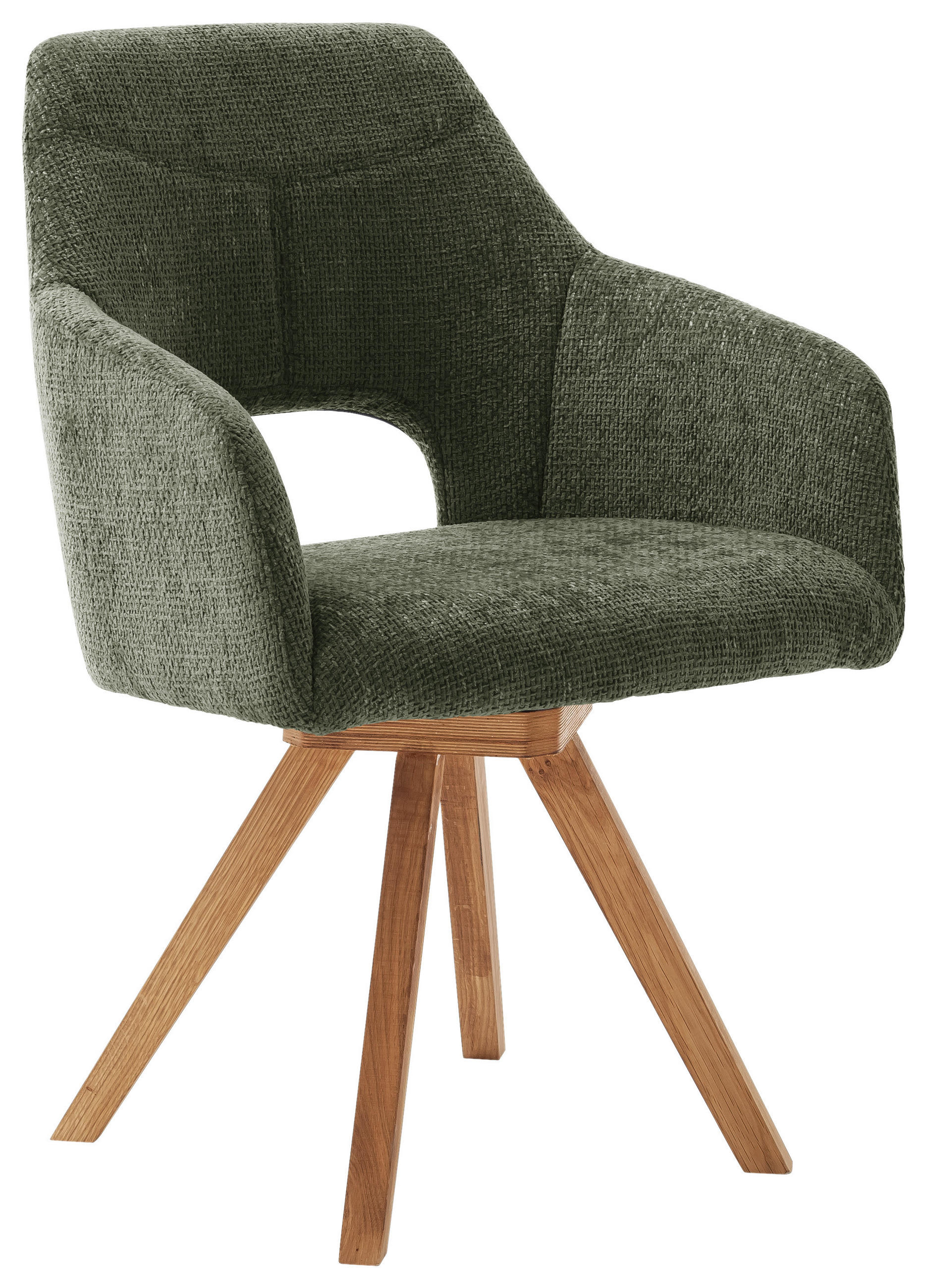 ARMLEHNSTUHL in Holz, Textil Olivgrün, Wildeiche  - Wildeiche/Olivgrün, Design, Holz/Textil (57/84/57cm) - Voleo
