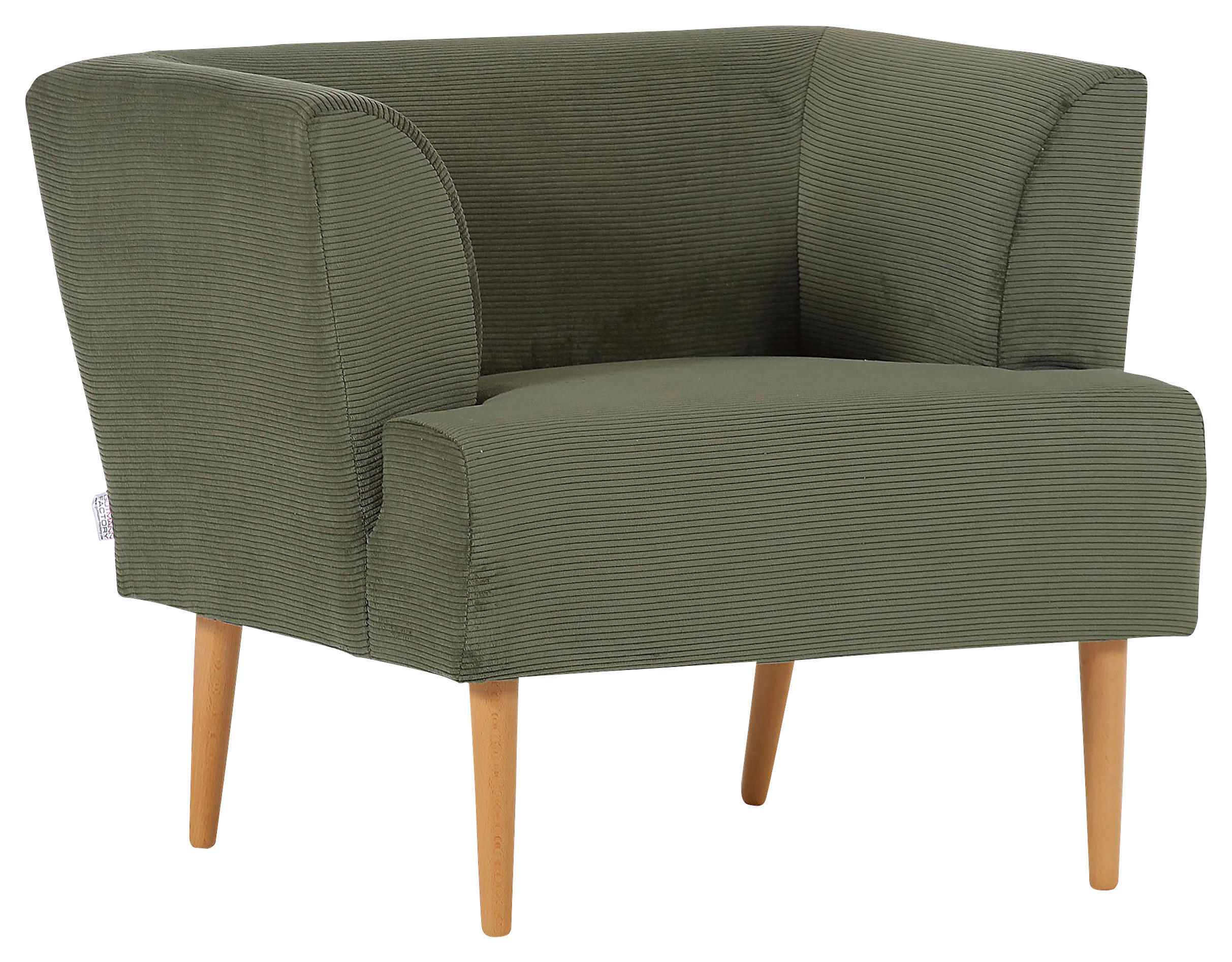 SESSEL in Cord Olivgrün  - Buchefarben/Olivgrün, Design, Holz/Textil (85/71/80cm) - Hom`in