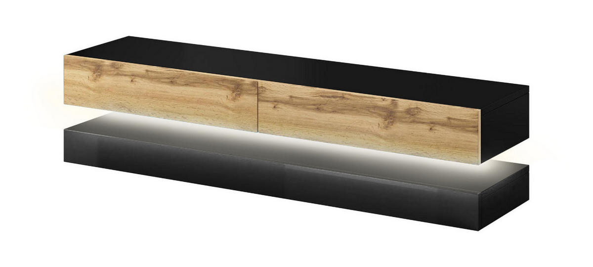 TV-BÄNK  i 140/25/34 cm  - ek Wotan/svart, Design, trämaterial (140/25/34cm) - MID.YOU