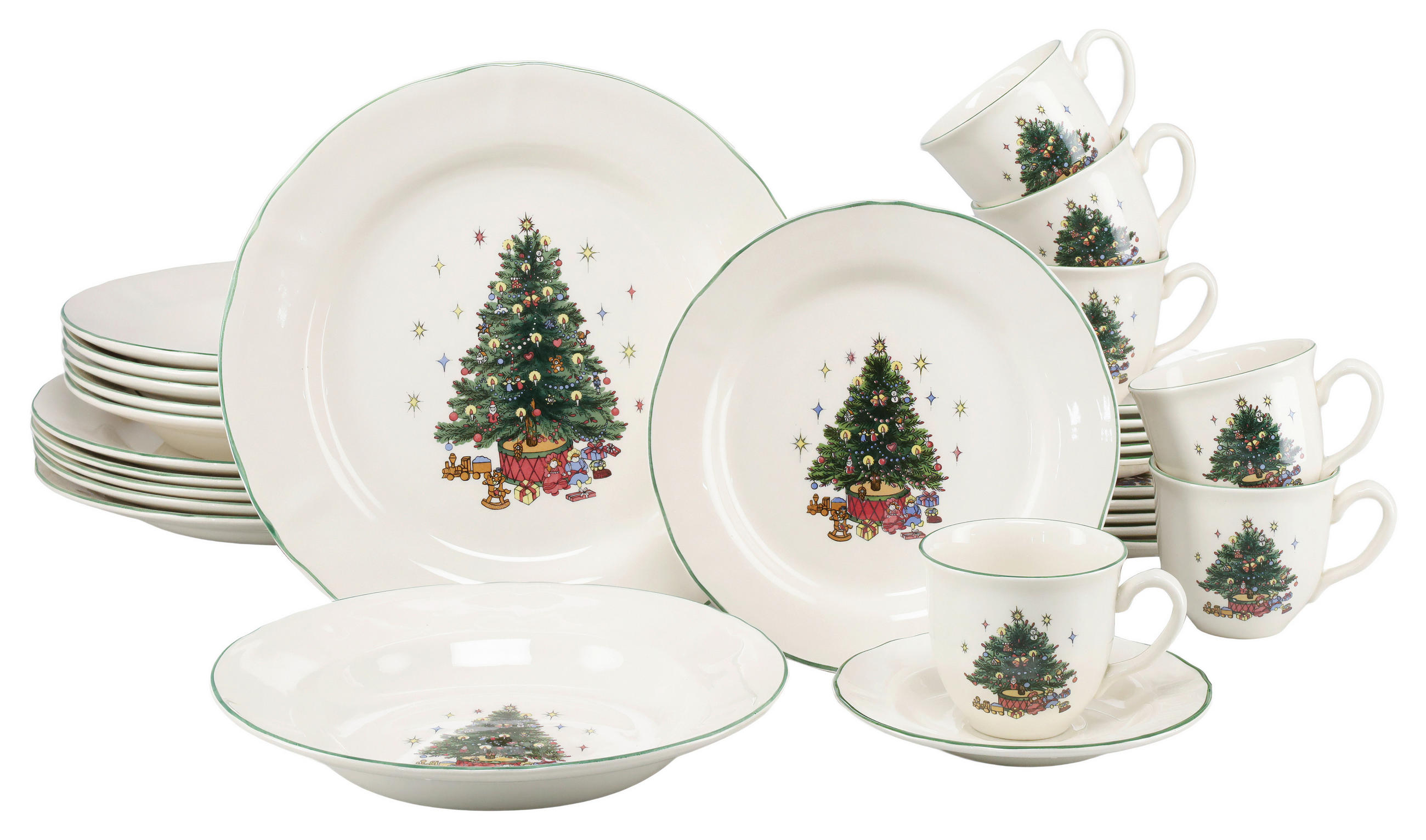 KOMBISERVICE Tannenbaum bunt 30-teilig  - Weiss/Multicolor, Basics, Keramik - Creatable