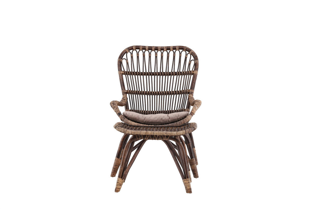 LOUNGESESSEL Braun, Beige Rattan  - Beige/Braun, MODERN, Naturmaterialien/Holz (65/98/79cm) - Gardenson