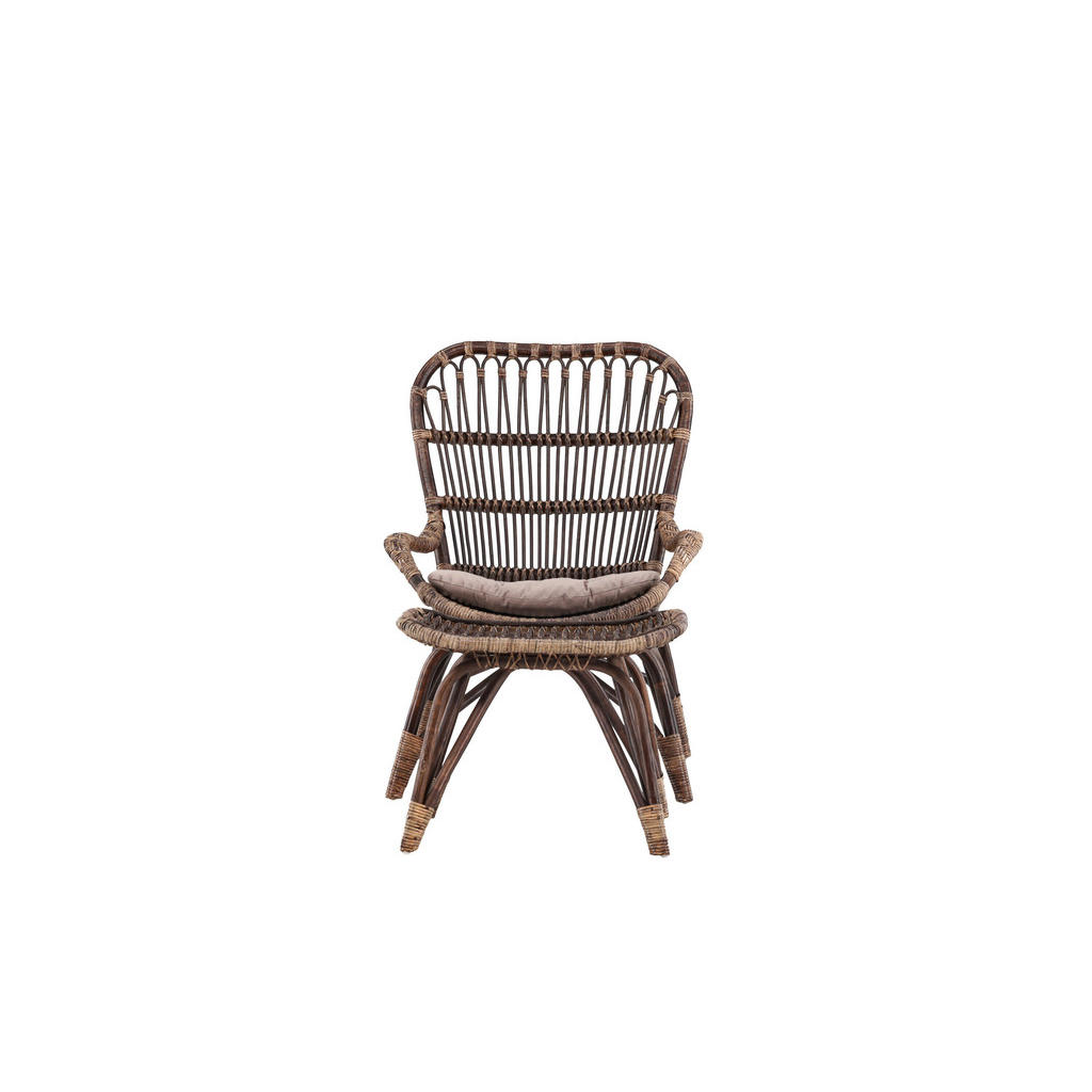 Thumbnail - Gardenson Loungesessel, Braun, Beige, Holz, Naturmaterialien, Rattan, 65x98x79 cm, Loungemöbel, Loungesessel
