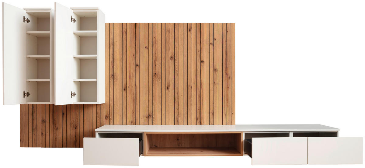 LOWBOARD  in 250/25/45 cm  - Weiss/Eiche Artisan, Design, Holzwerkstoff (250/25/45cm) - Moderano