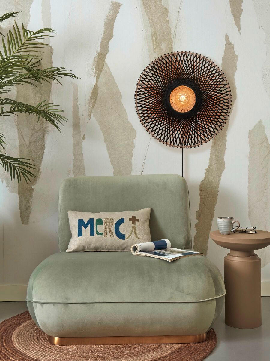 VÄGGLAMPA GOOD&MOJO  60/15/60 cm   - svart/naturfärgad, Trend (60/15/60cm) - Good & Mojo