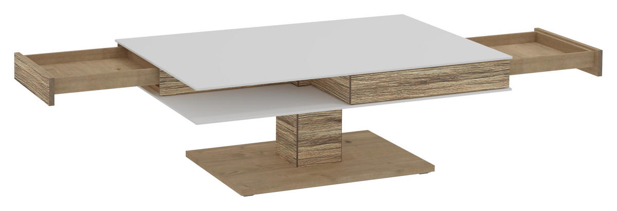 COUCHTISCH in Holz, Glas, Holzwerkstoff 120/75/43 cm  - Weiss/Eichefarben, Design, Glas/Holz (120/75/43cm) - Voglauer