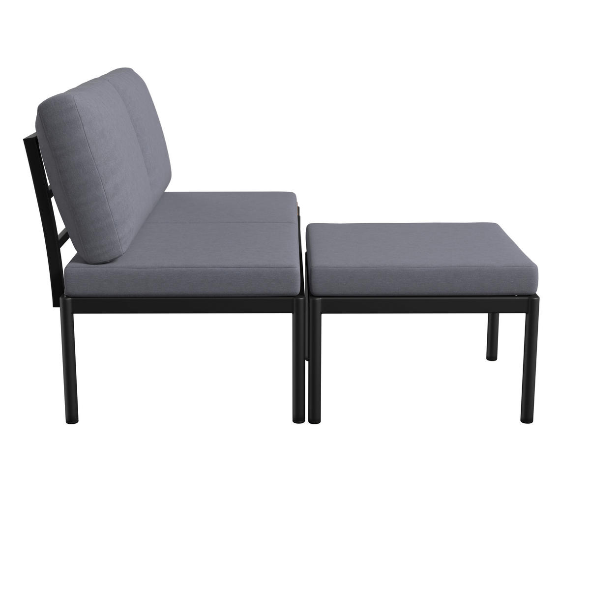 LOUNGEGARNITUR Aluminium  - Dunkelgrau/Naturfarben, MODERN, Kunststoff/Textil (134/70/68cm) - Ambia Garden