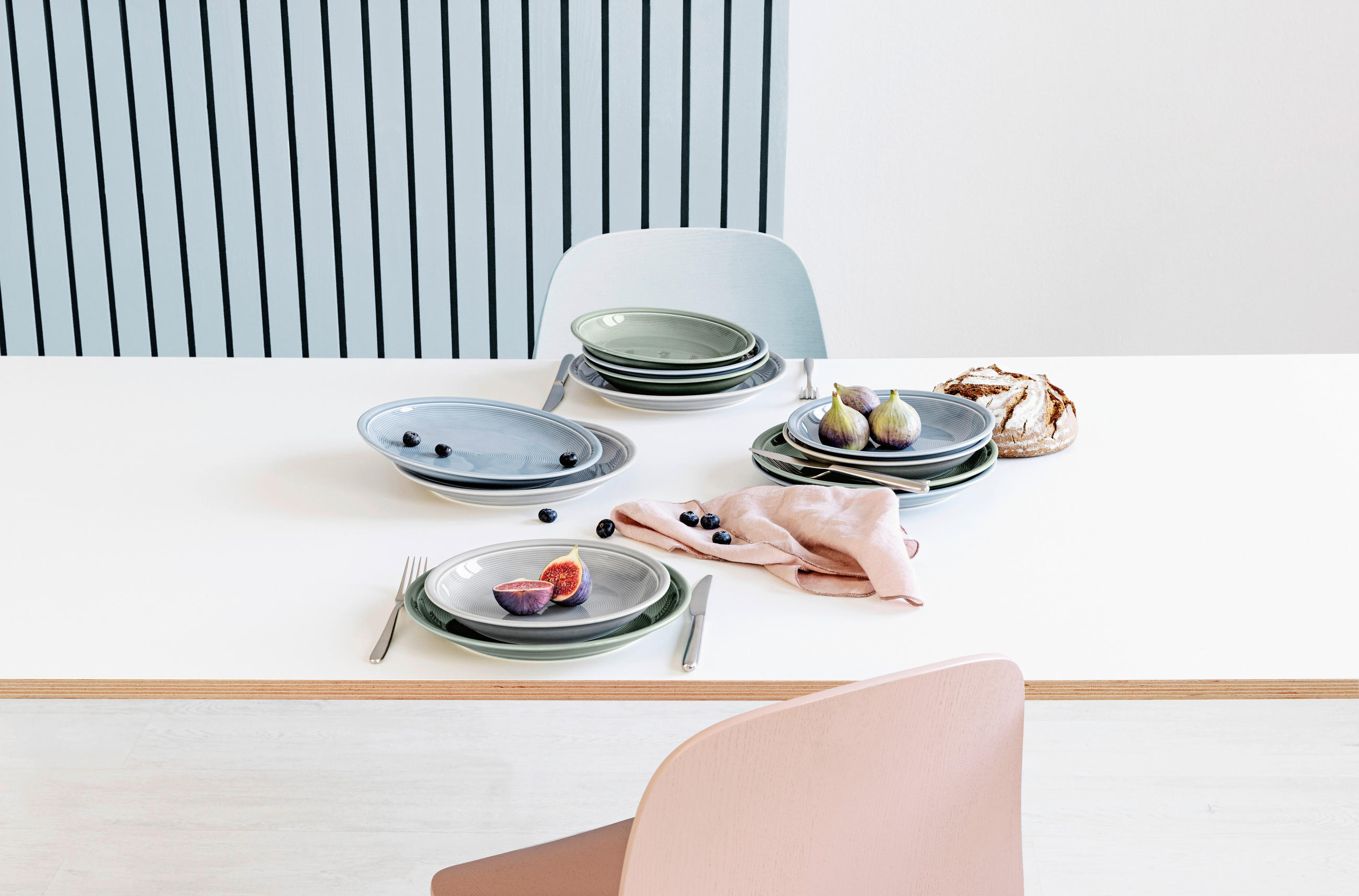 TAFELSERVICE TREND COLOUR MIXED II 12-teilig  - Graublau/Grau, Basics, Keramik - Thomas