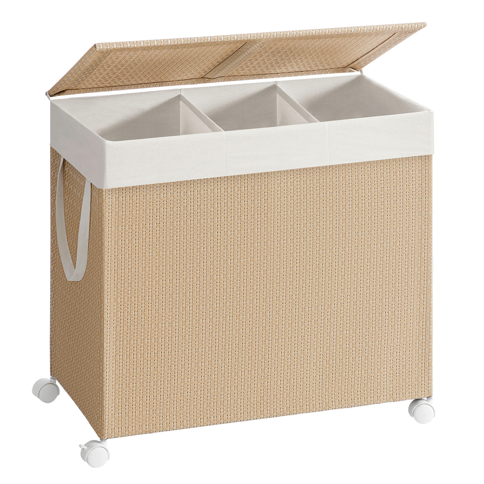 WÄSCHEKORB - Beige/Weiß, Trend, Textil/Metall (66,5/65/37,5cm) - Boxxx