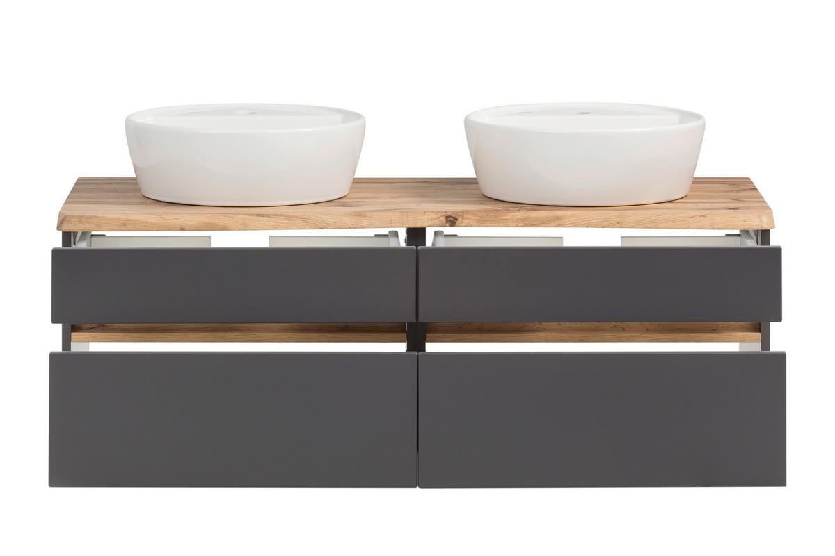 WASCHTISCHKOMBI 121 cm  - Graphitfarben/Weiß, Natur, Keramik/Holzwerkstoff (121cm) - Xora