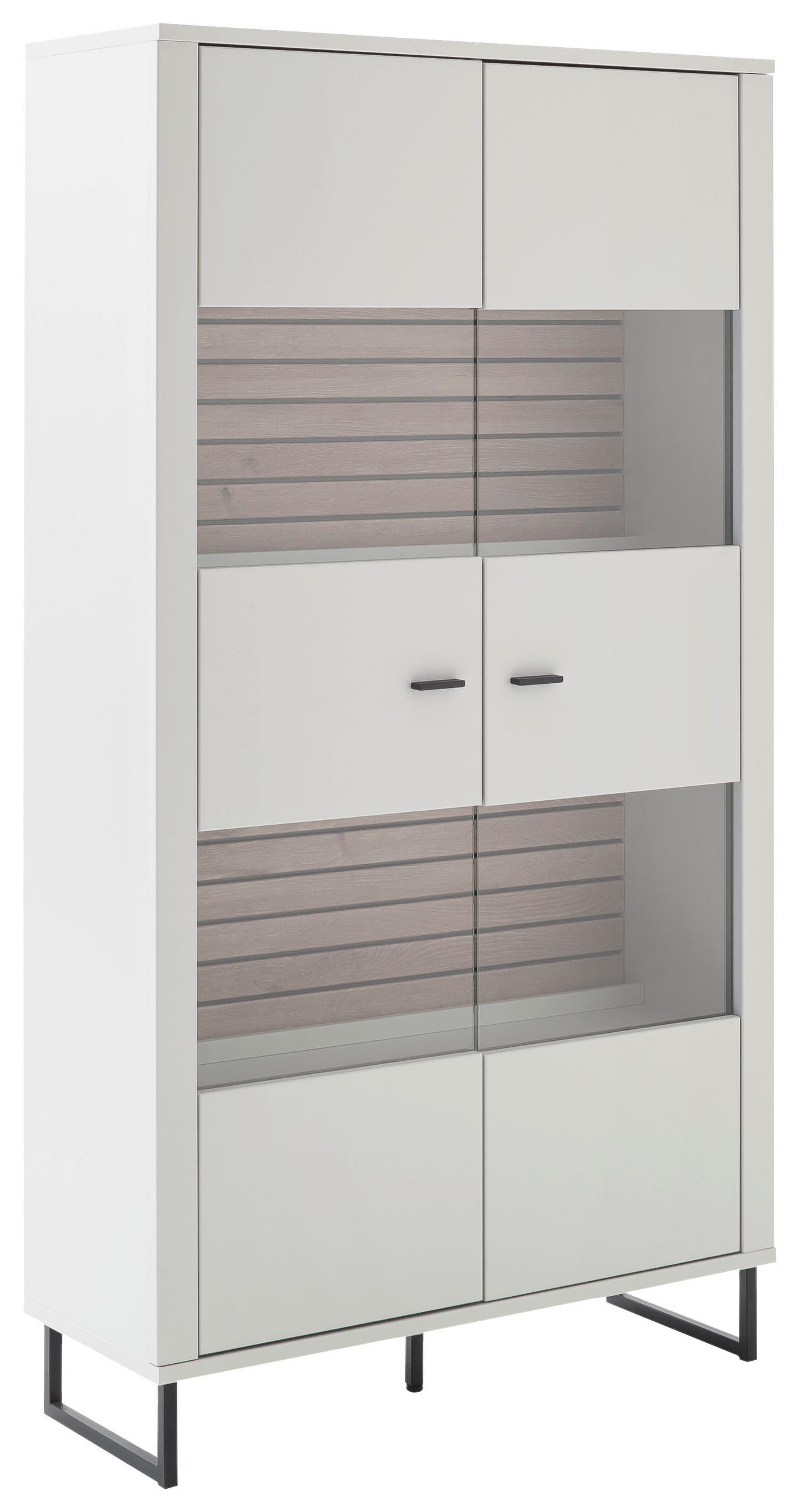 VITRINE in Weiß, Eichefarben - Eichefarben/Anthrazit, Design, Glas/Holzwerkstoff (100/185/37cm) - Stylife