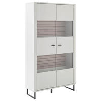 VITRINE Weiss, Eichefarben  100/185/37 cm  - Weiss/Eichefarben, Design, Glas/Holzwerkstoff (100/185/37cm) - Stylife