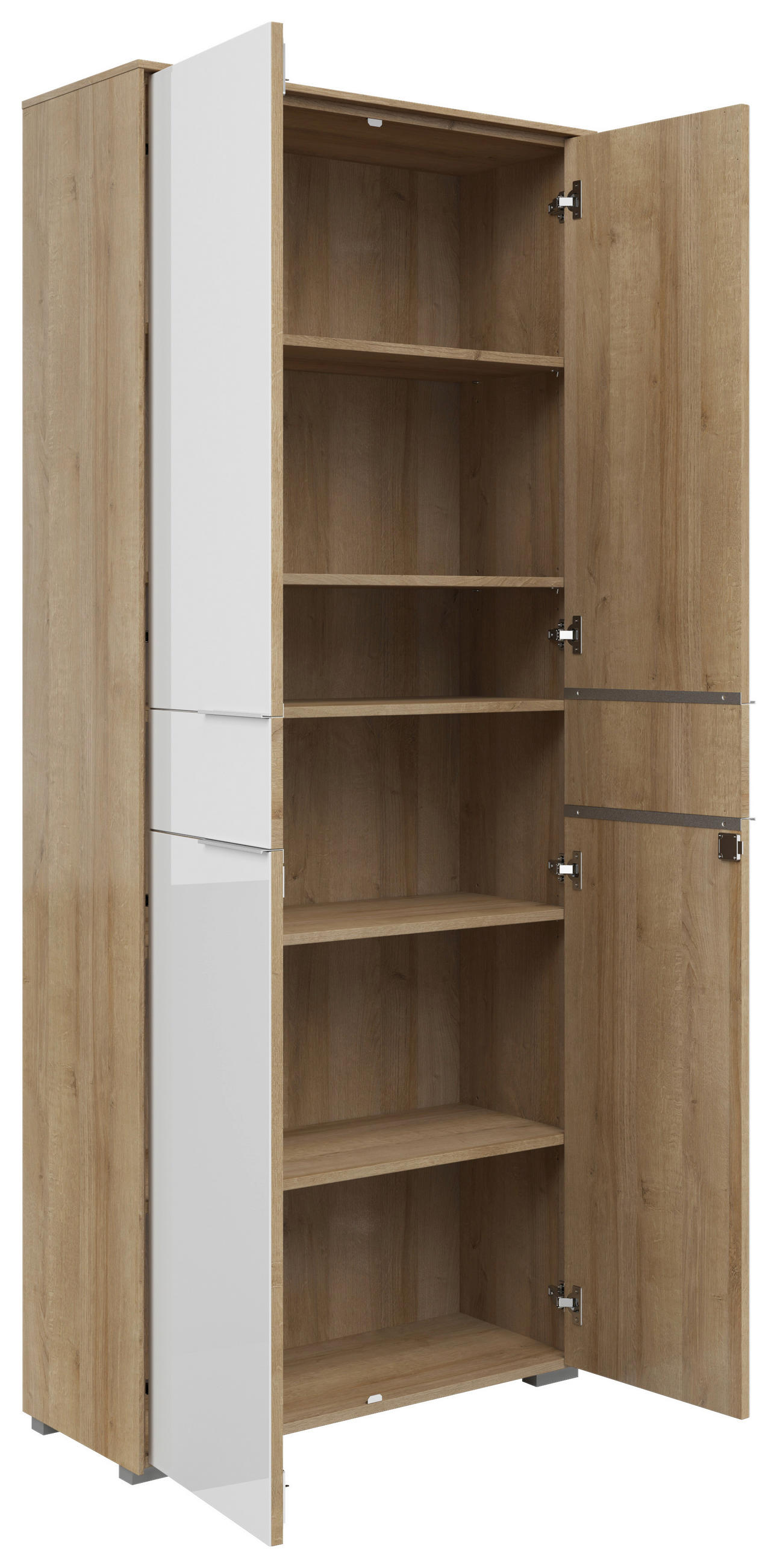 AKTENSCHRANK Weiß, Eichefarben  - Eichefarben/Weiß, KONVENTIONELL, Glas/Holzwerkstoff (81/199/37cm) - Voleo