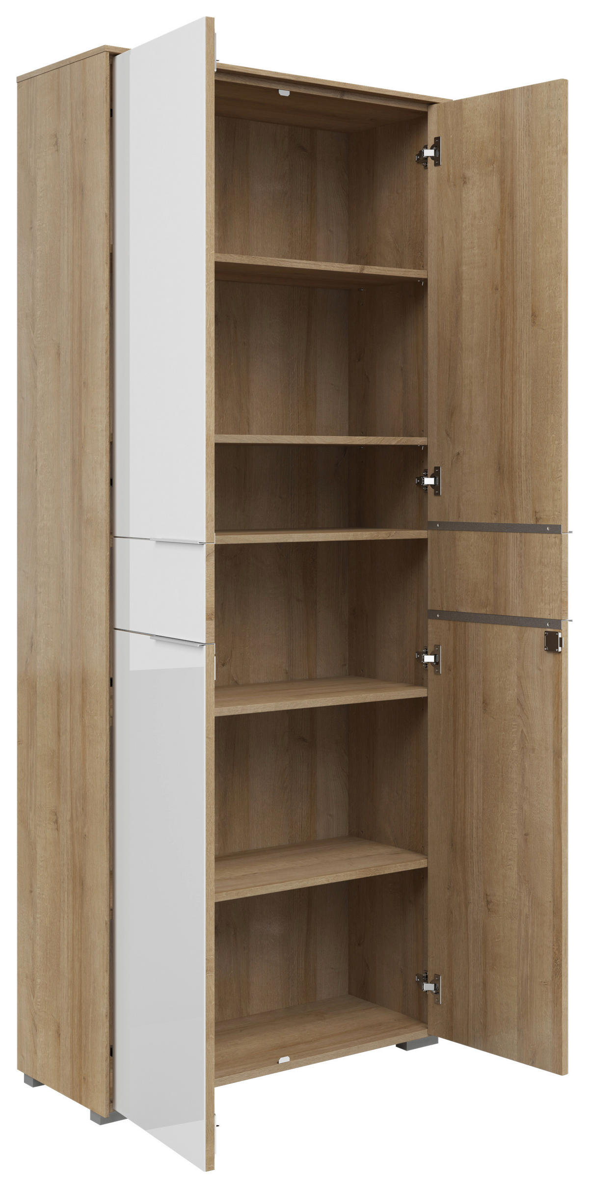 AKTENSCHRANK Weiß, Eichefarben  - Eichefarben/Weiß, KONVENTIONELL, Glas/Holzwerkstoff (81/199/37cm) - Voleo