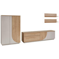WOHNWAND 4-teilig  Eichefarben, Kaschmir 315/174/42 cm  - Kaschmir/Eichefarben, Design, Holzwerkstoff (315/174/42cm) - Stylife