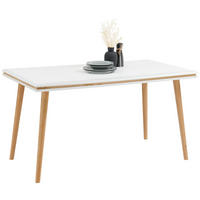 JEDÁLENSKÝ STÔL, dub, prírodná farba, biela, 140/80/76 cm - biela/prírodná farba, Modern, drevo/kompozitné drevo (140/80/76cm) - Livetastic