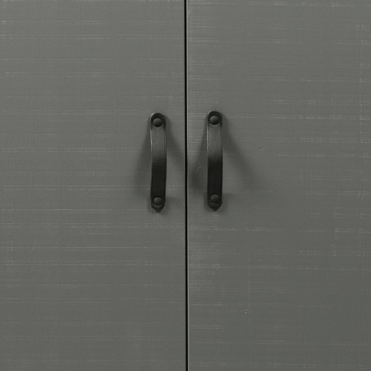 DREHTÜRENSCHRANK 100/195/53 cm 2-türig Grau  - Schwarz/Grau, Design, Leder/Holz (100/195/53cm) - Livetastic