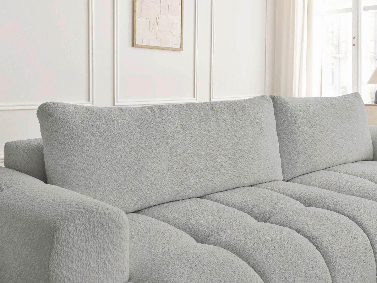 ECKSCHLAFSOFA FUJI Bouclé Hellgrau  inkl.  - Hellgrau/Schwarz, MODERN, Kunststoff/Textil (292/160cm)