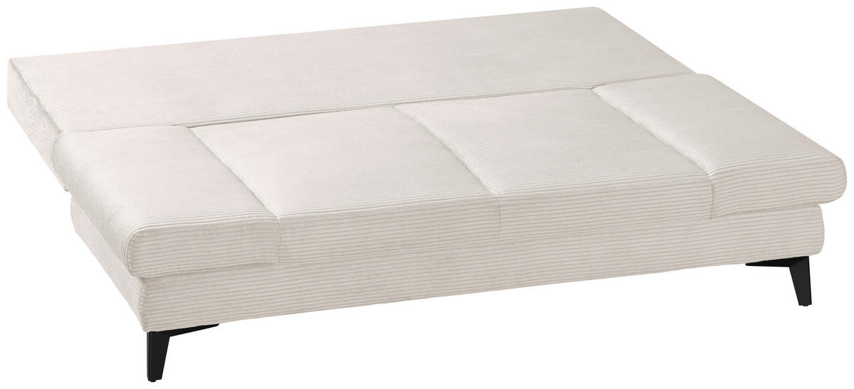 SCHLAFSOFA Cord Beige  inkl. Bettkasten, Schlaffunktion, Armteilverstellung  - Beige/Schwarz, Design, Textil/Metall (200/85/90cm) - Novel