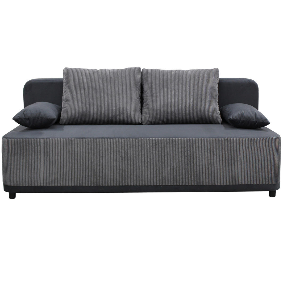 SCHLAFSOFA in Velours Grau  - Schwarz/Grau, Design, Kunststoff/Textil (197/90/83cm) - MID.YOU