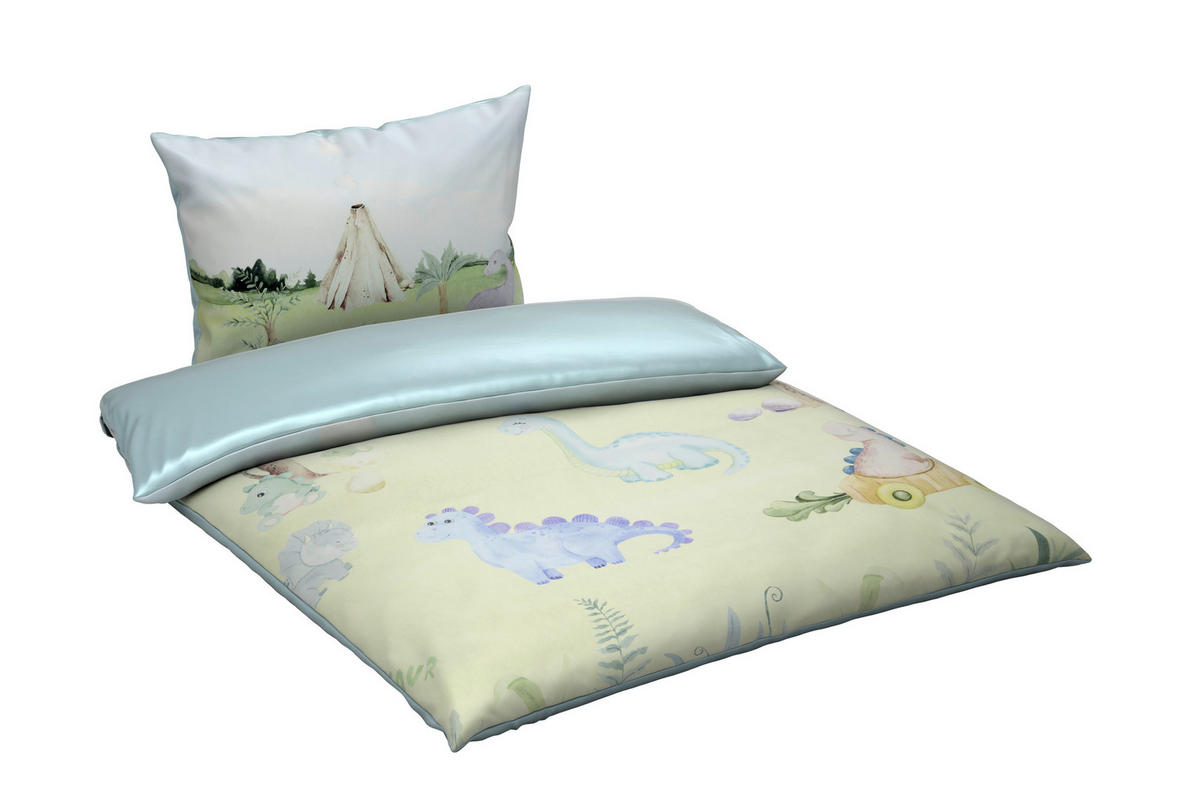 BABYBETTWÄSCHESET 100/135 cm  - Weiss/Grün, Basics, Textil (100/135cm) - Patinio