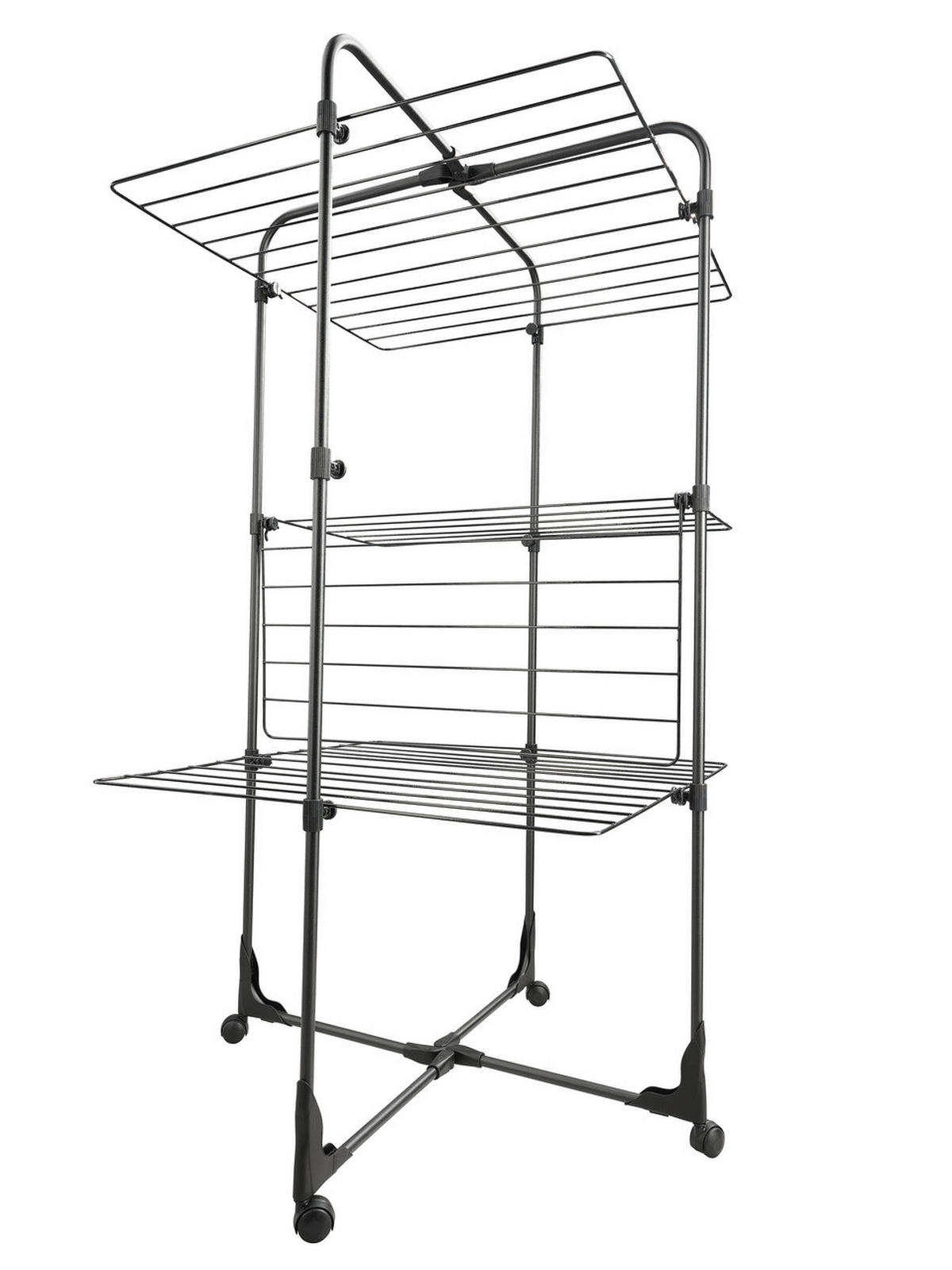 TURMWÄSCHETROCKNER CLASSIC TOWER 270 BLACK 68/68/126 cm  - Schwarz, Basics, Kunststoff (68/68/126cm) - Leifheit
