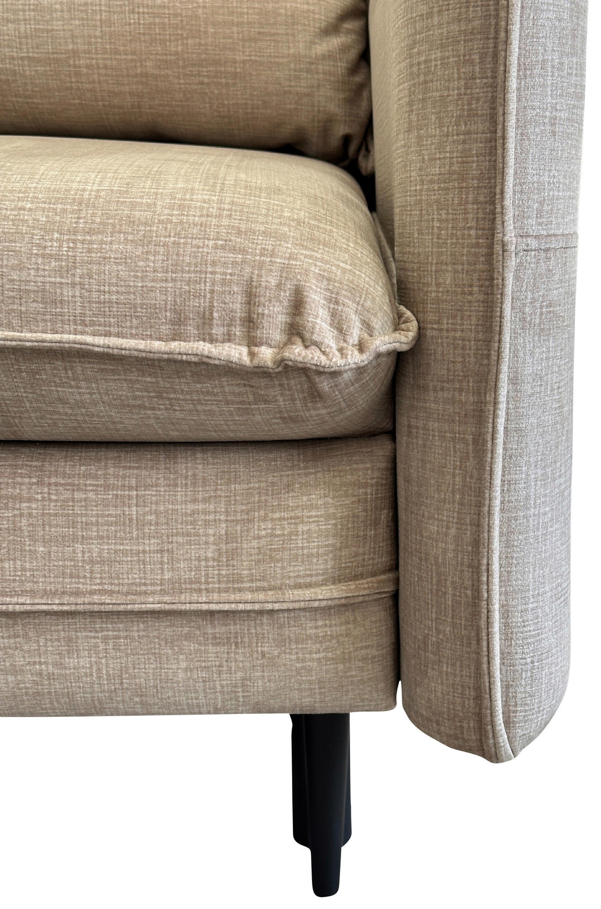 ECKSOFA in Flachgewebe Beige  170/235 cm  - Beige/Schwarz, Design, Holz/Kunststoff (170/235cm) - MID.YOU