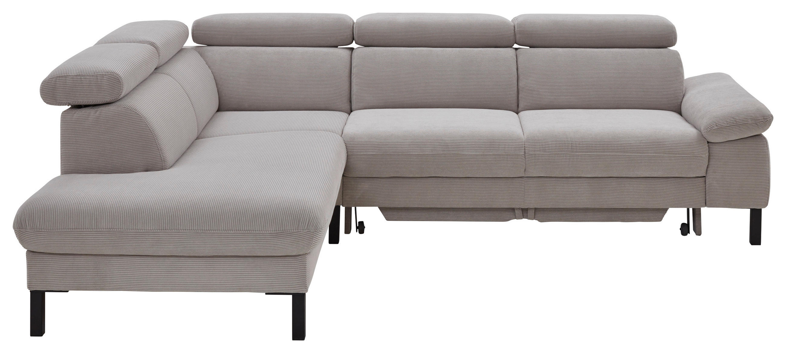 ECKSOFA inkl. Funktionen 830 Grau Cord  - Schwarz/Grau, Design, Textil/Metall (217/272cm) - Pure Home Comfort