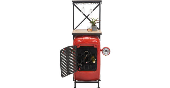 BAR in Naturfarben, Rot, Schwarz  - Rot/Schwarz, Trend, Holz/Metall (52/36/153cm) - Ambia Home