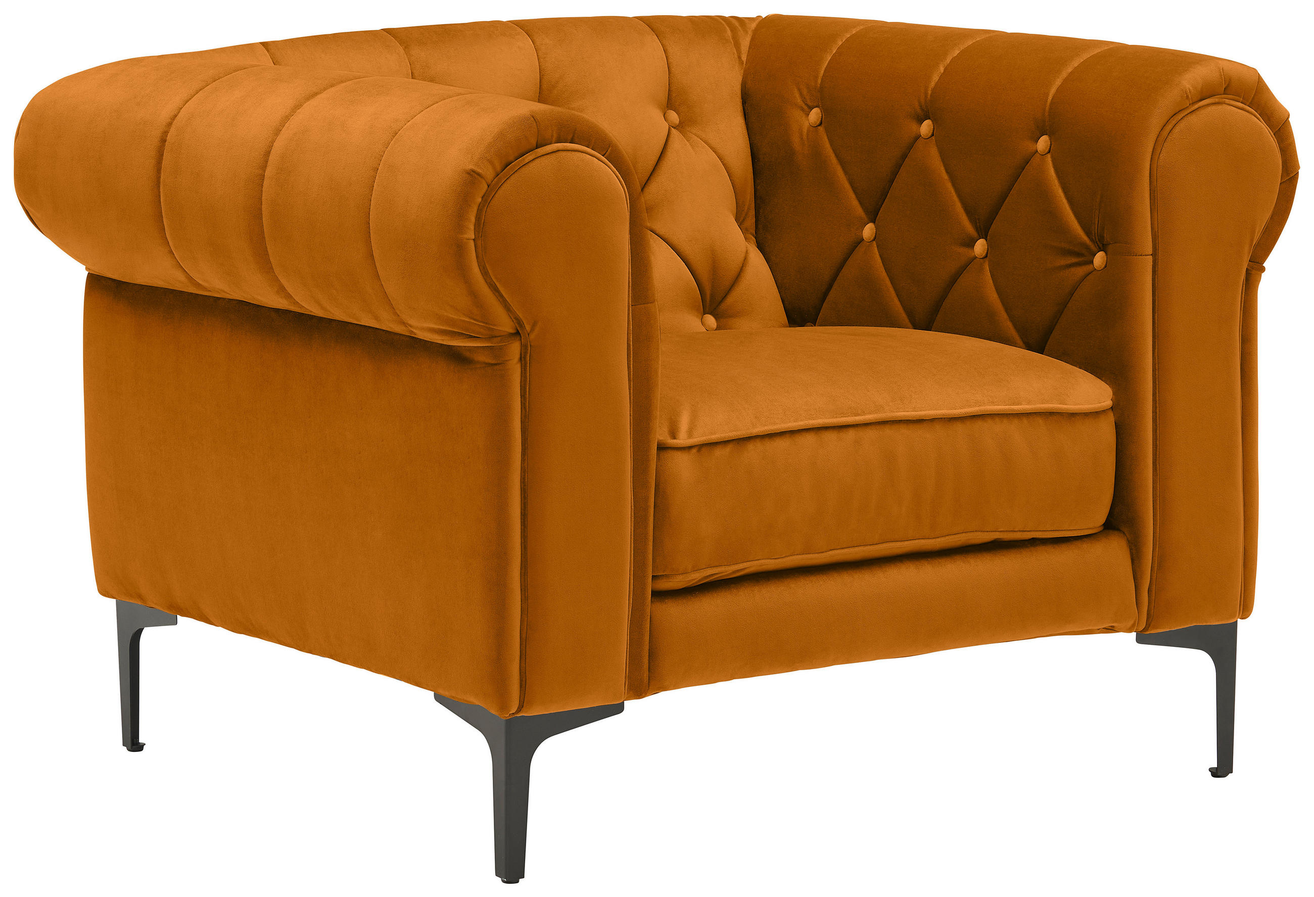 CHESTERFIELD-SESSEL Samt Gelb - Gelb/Schwarz, Trend, Textil/Metall (105/75/90cm) - Carryhome