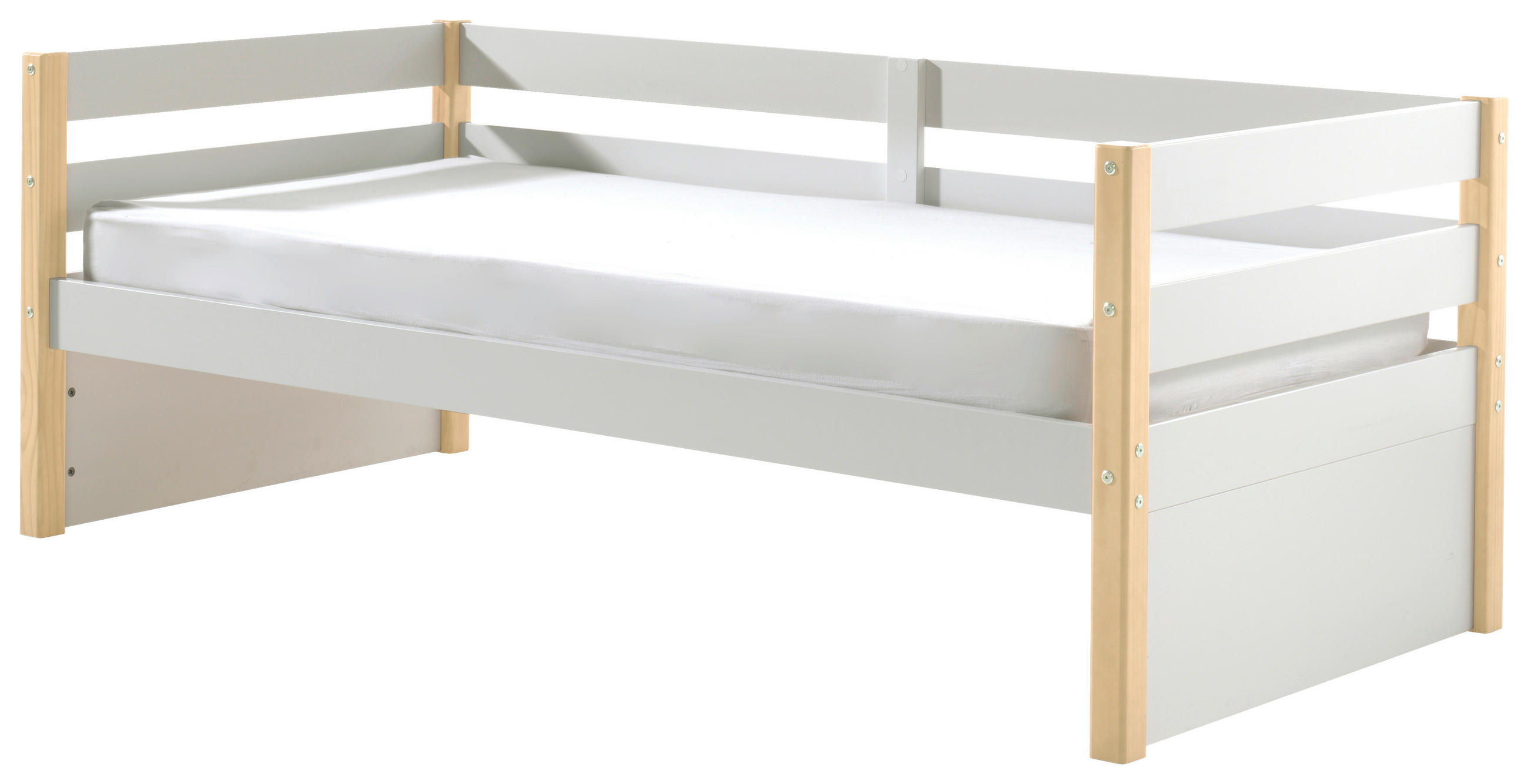 BETT 90/200 cm  in Weiß, Kieferfarben  - Weiß/Kieferfarben, MODERN, Holz/Holzwerkstoff (90/200cm) - MID.YOU