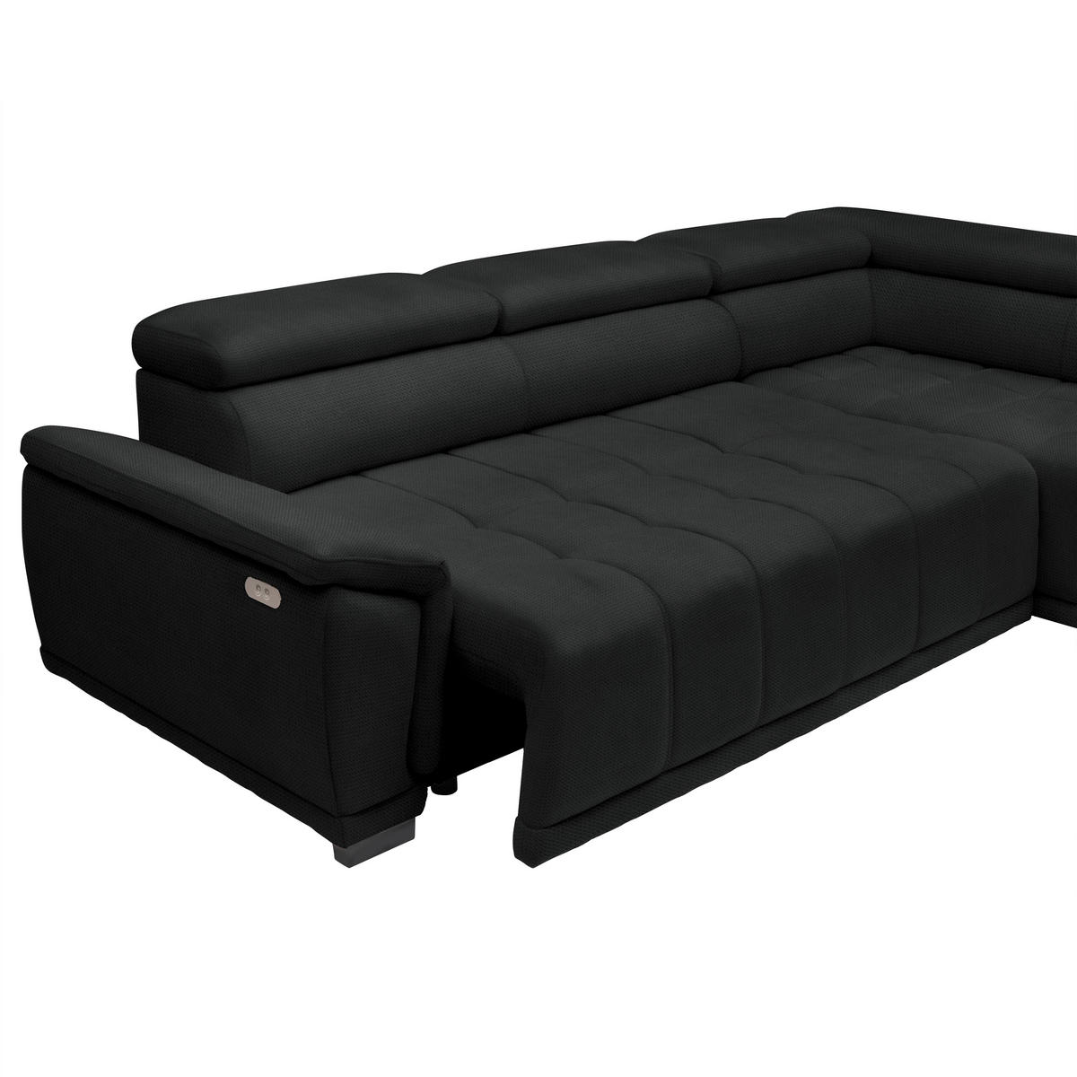 HÖRNSOFFA i chenille, vävt tyg antracit  - svart/antracit, Modern, textil/plast (283/106cm) - MID.YOU