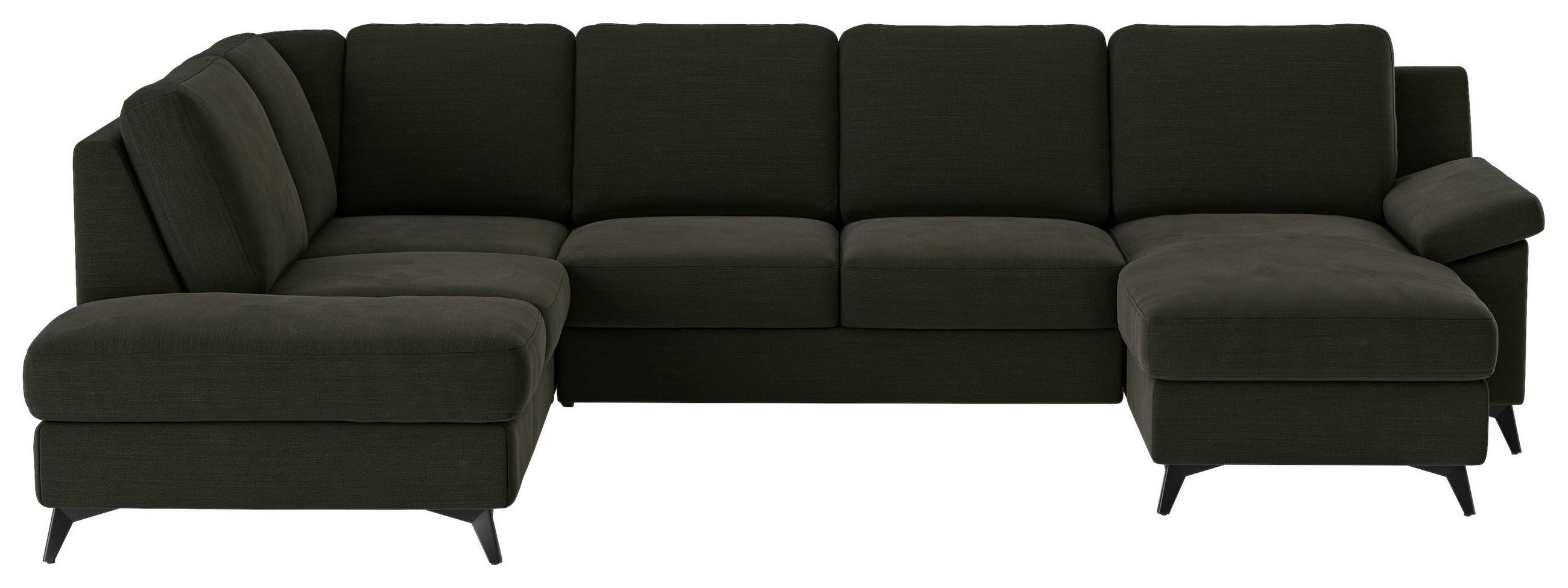 WOHNLANDSCHAFT Dunkelgrün Flachgewebe  - Dunkelgrün/Schwarz, KONVENTIONELL, Textil/Metall (204/309/156cm) - Cotta