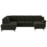 WOHNLANDSCHAFT in Flachgewebe Dunkelgrün  - Dunkelgrün/Schwarz, KONVENTIONELL, Textil/Metall (204/309/156cm) - Cotta