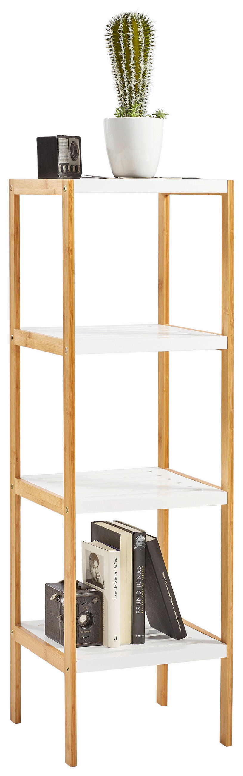 REGAL Bambus teilmassiv Braun, Weiß  - Braun/Weiß, Design, Holz/Holzwerkstoff (34/110/33cm) - Xora