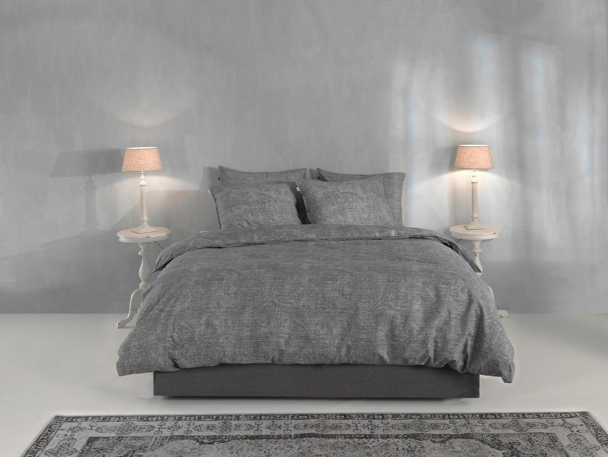BETTWÄSCHE 2-teilig Paisley-di-Lino Renforcé 135/200 cm  - Dunkelgrau, Basics, Textil (135/200cm)