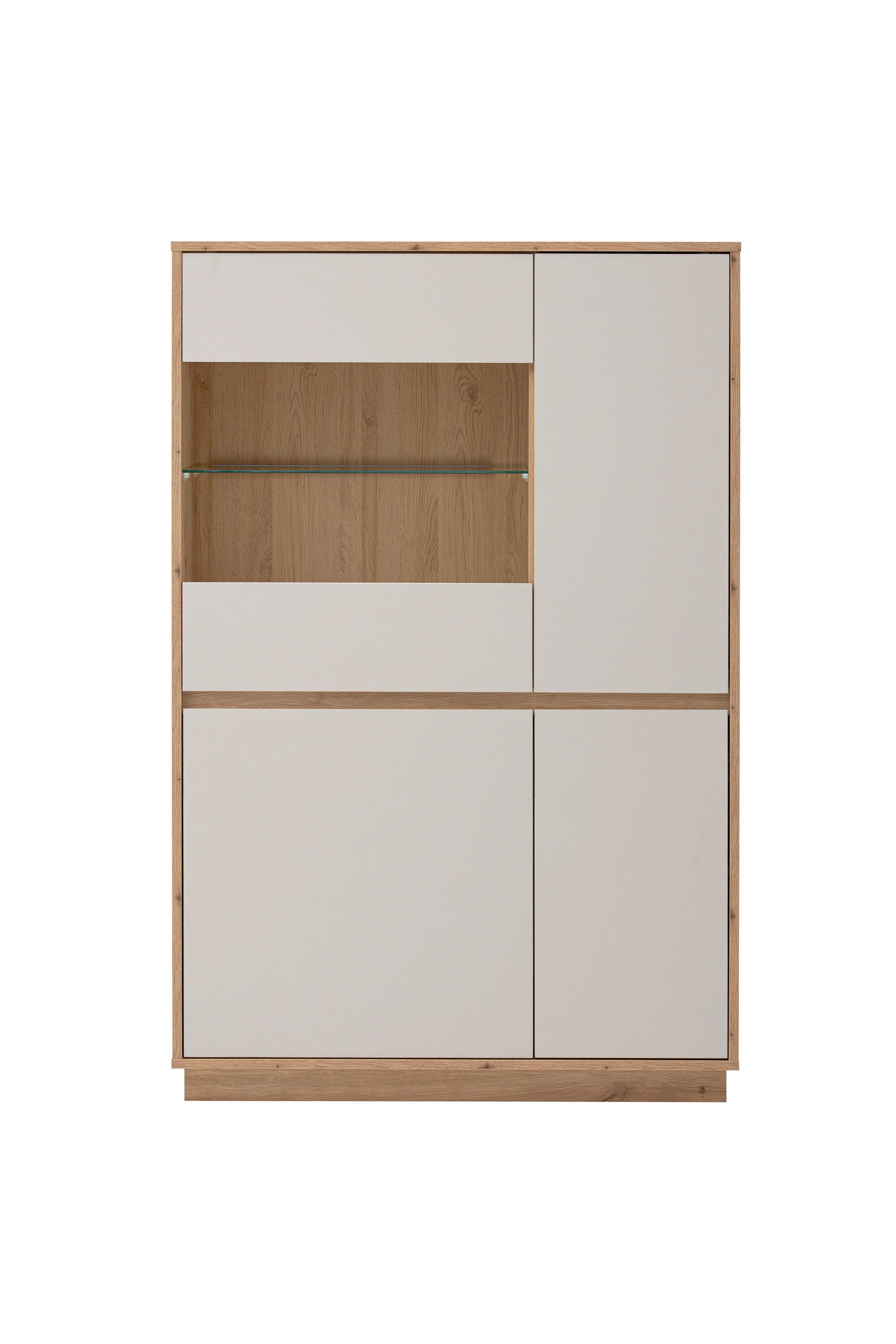VITRINE  in Kaschmir, Eiche Artisan - Kaschmir/Eiche Artisan, Design, Glas/Holzwerkstoff (75/144/40cm) - MID.YOU