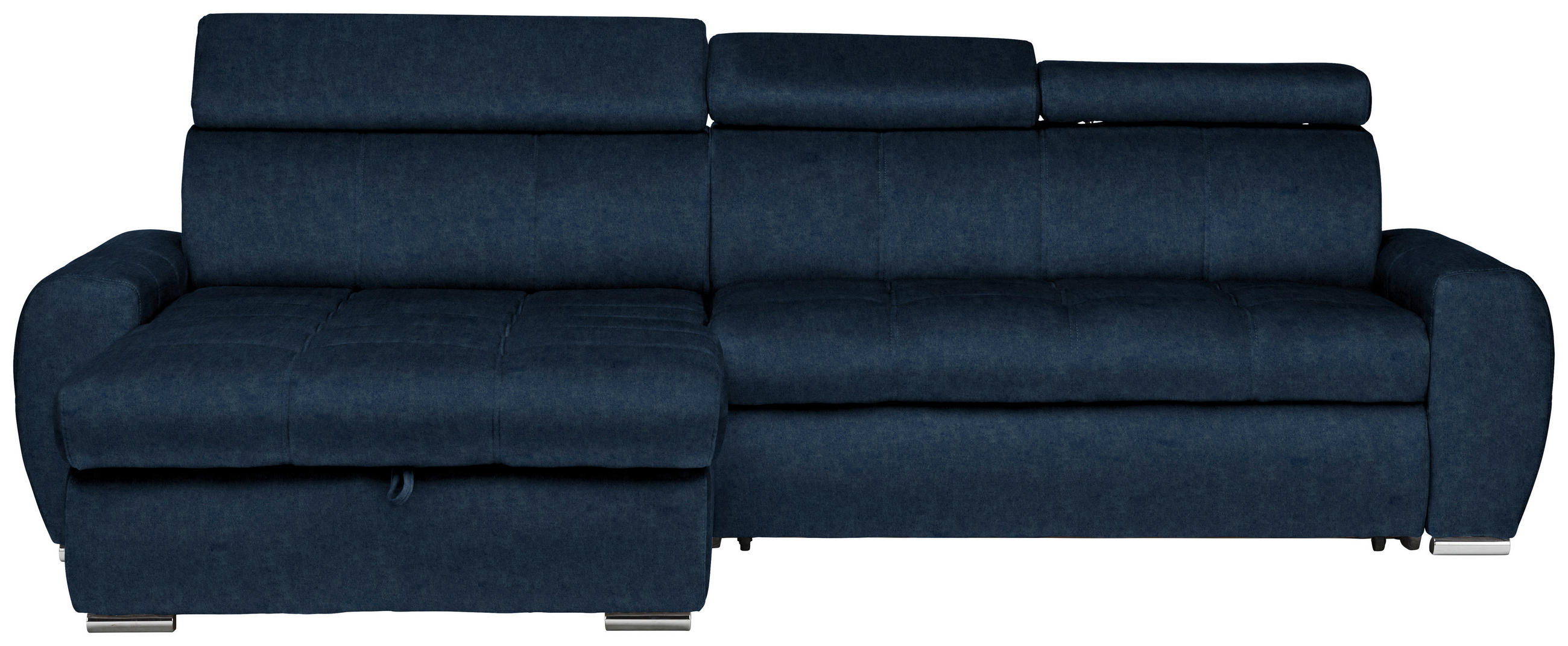 ECKSOFA Dunkelblau Velours  - Chromfarben/Dunkelblau, Design, Kunststoff/Textil (173/276cm) - Stylife