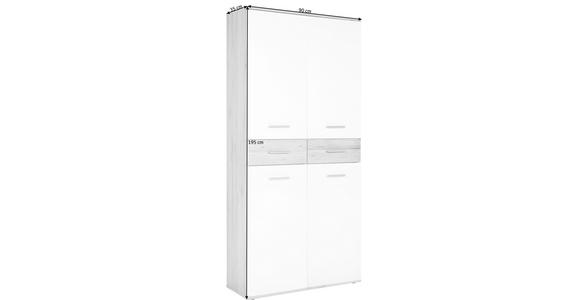 SCHUHSCHRANK 90/195/35 cm - Eichefarben/Silberfarben, Design, Holzwerkstoff/Kunststoff (90/195/35cm) - Xora