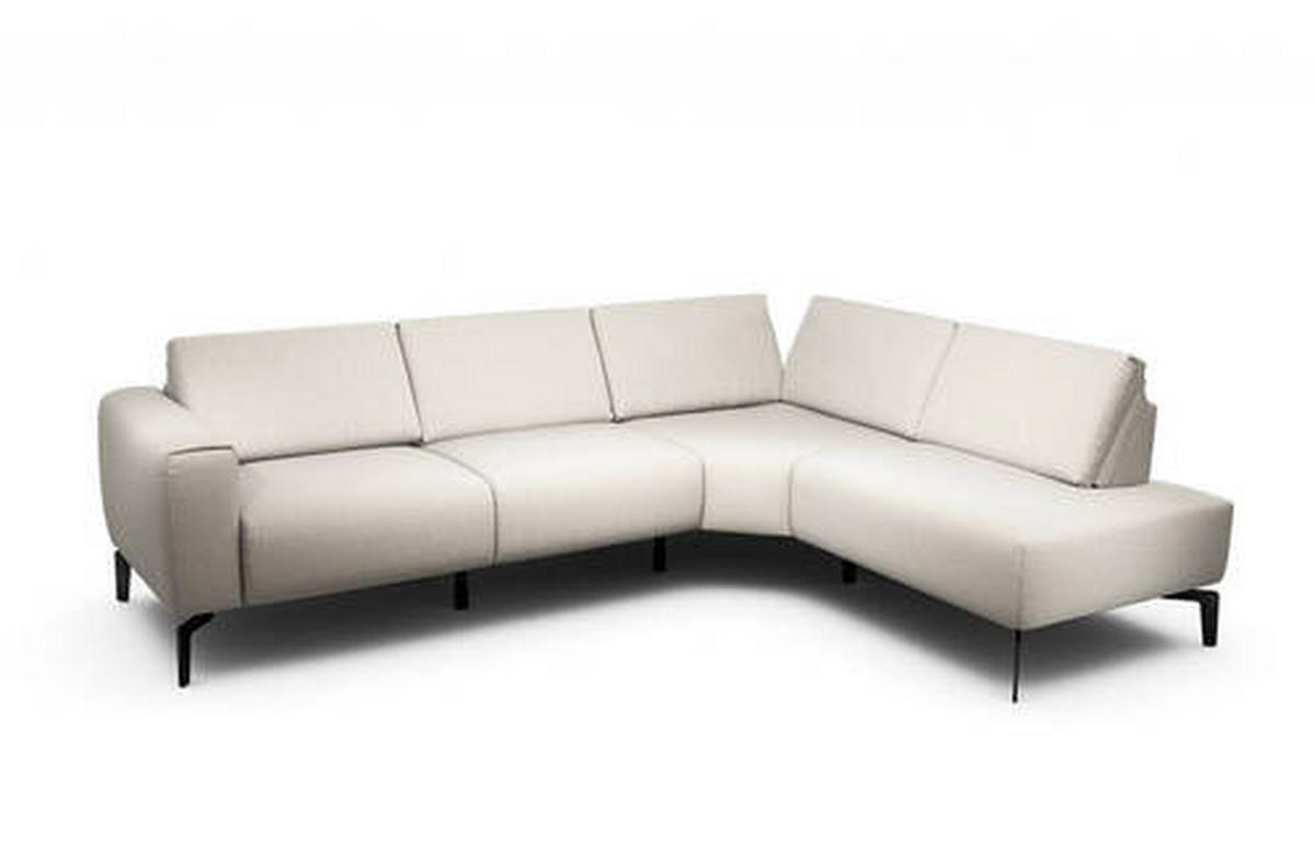 ECKSOFA Cosy Naturfarben Samt  - Schwarz/Naturfarben, Design, Textil/Metall (256/193cm) - SENSOO