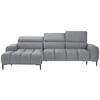 ECKSOFA in Samt, Webstoff Hellgrau  - Hellgrau/Schwarz, Design, Textil/Metall (177/270cm) - Welnova