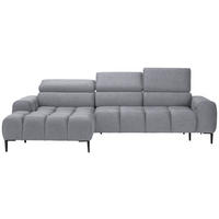 ECKSOFA in Samt, Webstoff Hellgrau  - Hellgrau/Schwarz, Design, Textil/Metall (177/270cm) - Welnova