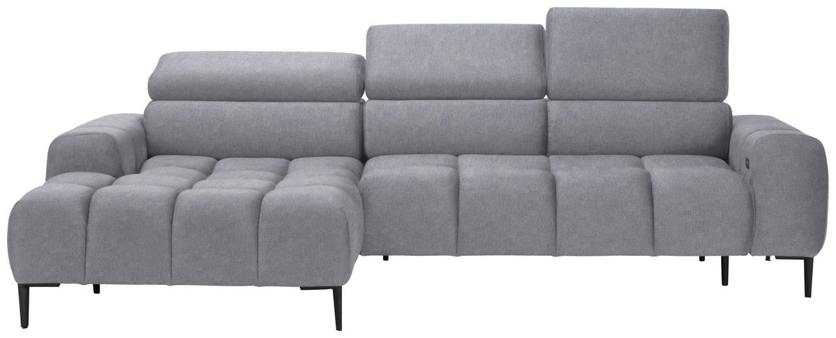 ECKSOFA in Samt, Webstoff Hellgrau  - Hellgrau/Schwarz, Design, Textil/Metall (177/270cm) - Welnova