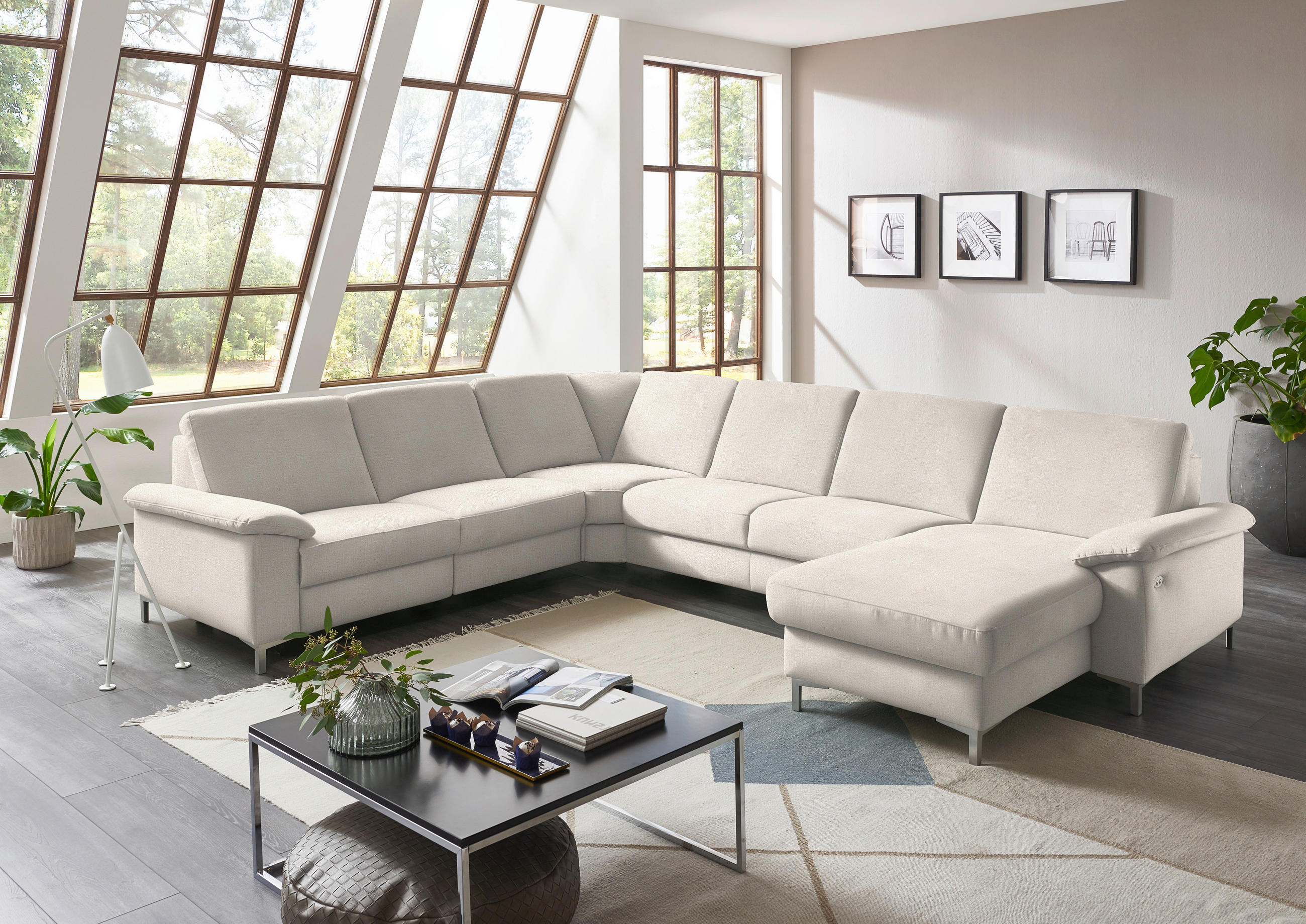 WOHNLANDSCHAFT in Chenille Naturfarben  - Alufarben/Naturfarben, Design, Textil/Metall (265/333/170cm) - Dieter Knoll