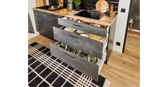 ECKKÜCHE 120/220 cm  in Graphitfarben  - Schwarz/Graphitfarben, Design, Holzwerkstoff/Metall (120/220cm) - Xora