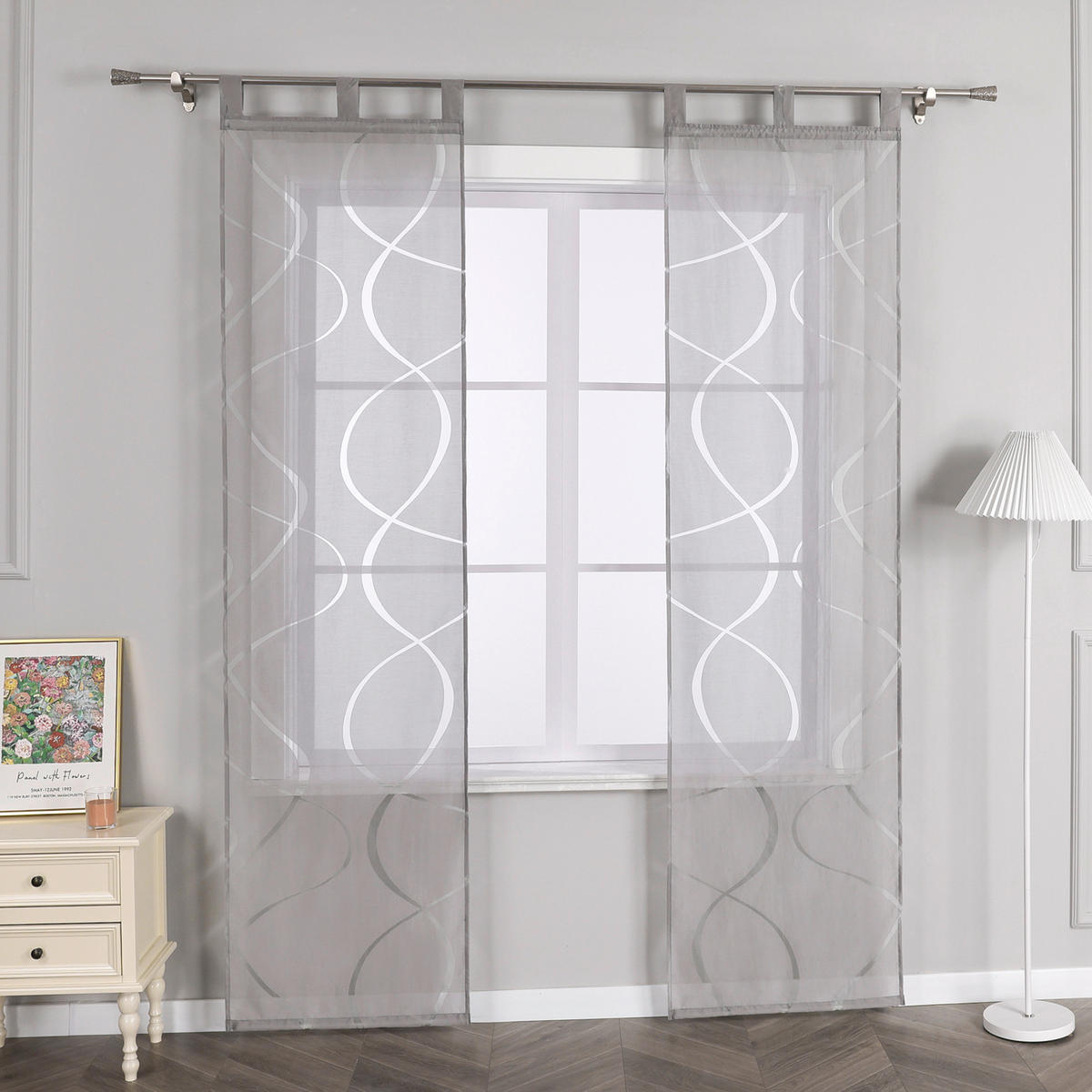 FLÄCHENVORHANG   transparent   57/225 cm  - Hellgrau, Basics, Textil (57/225cm) - Joyswahl