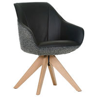 ARMLEHNSTUHL  in Chenille, Lederlook  - Eichefarben/Anthrazit, KONVENTIONELL, Holz/Textil (60/83/65cm) - Landscape