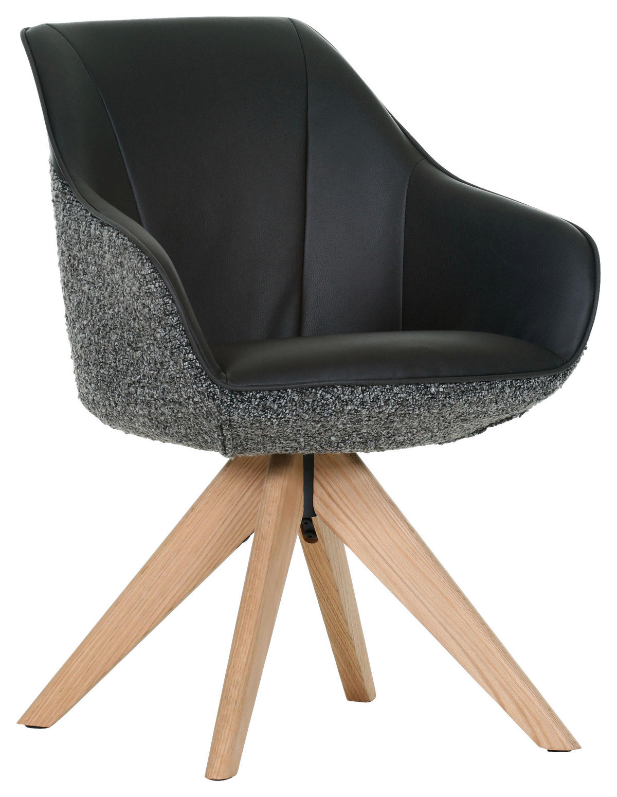 ARMLEHNSTUHL  in Chenille, Lederlook  - Eichefarben/Anthrazit, KONVENTIONELL, Holz/Textil (60/83/65cm) - Landscape