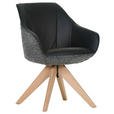 ARMLEHNSTUHL  Sitzfläche 360° drehbar, automatische Rückholfunktion Chenille, Lederlook  - Eichefarben/Anthrazit, KONVENTIONELL, Holz/Textil (60/83/65cm) - Landscape