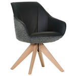 ARMLEHNSTUHL  Sitzfläche 360° drehbar, automatische Rückholfunktion Chenille, Lederlook  - Eichefarben/Anthrazit, KONVENTIONELL, Holz/Textil (60/83/65cm) - Landscape